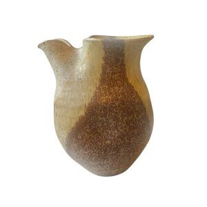 Vintage Wishon Harrell Studio Pottery Vase Yellow & Brown Abstract Design